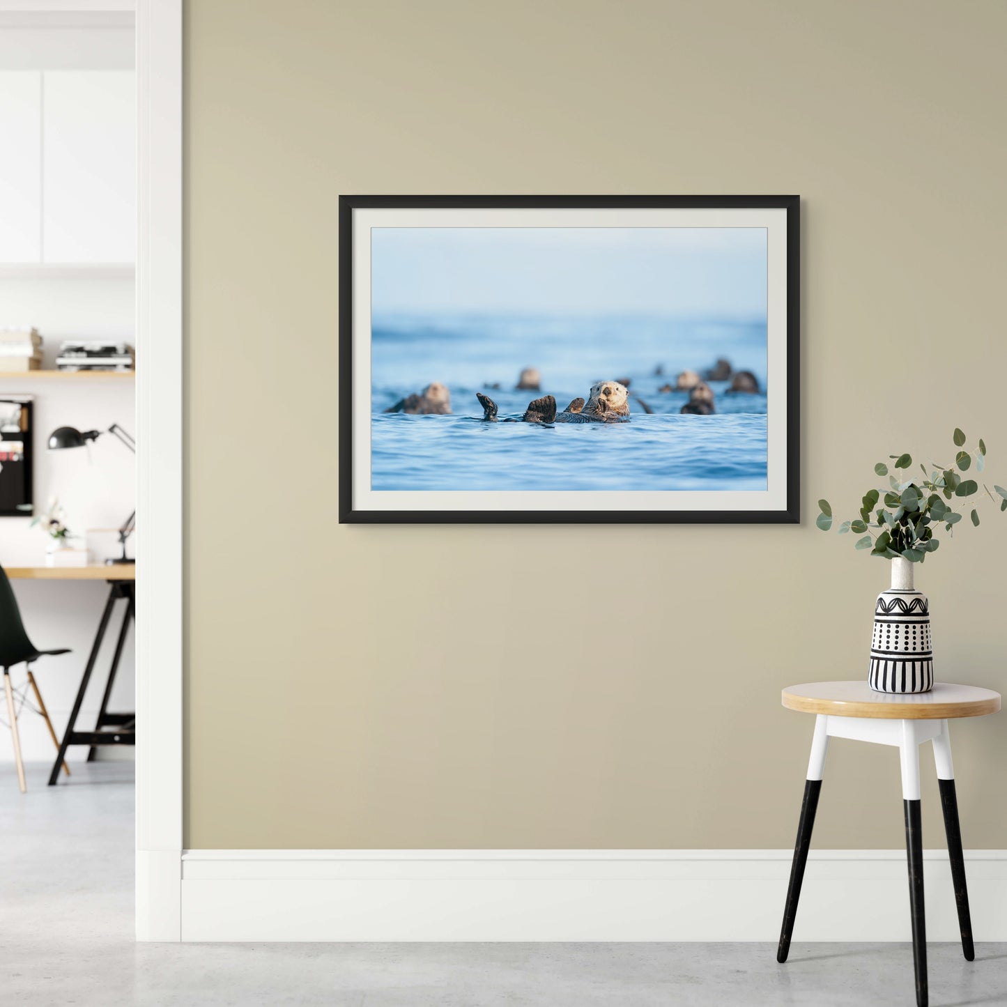 Sea Otter Raft in Waves and Fog