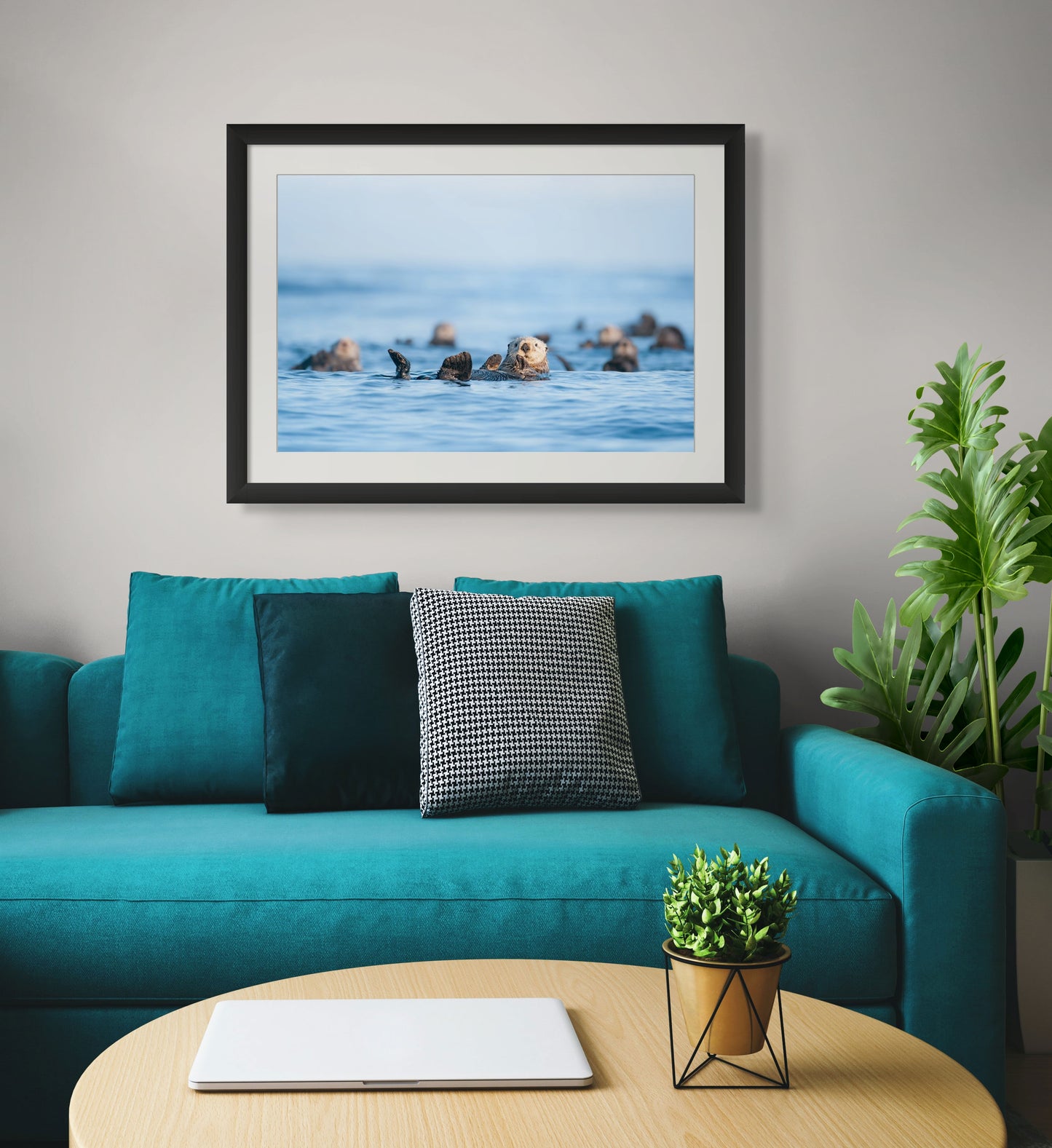 Sea Otter Raft in Waves and Fog