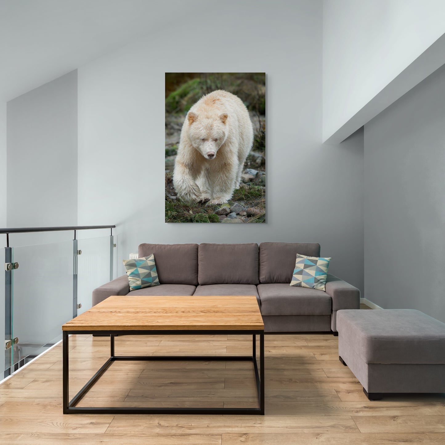 Spirit Bear Rocky Shoreline Portrait