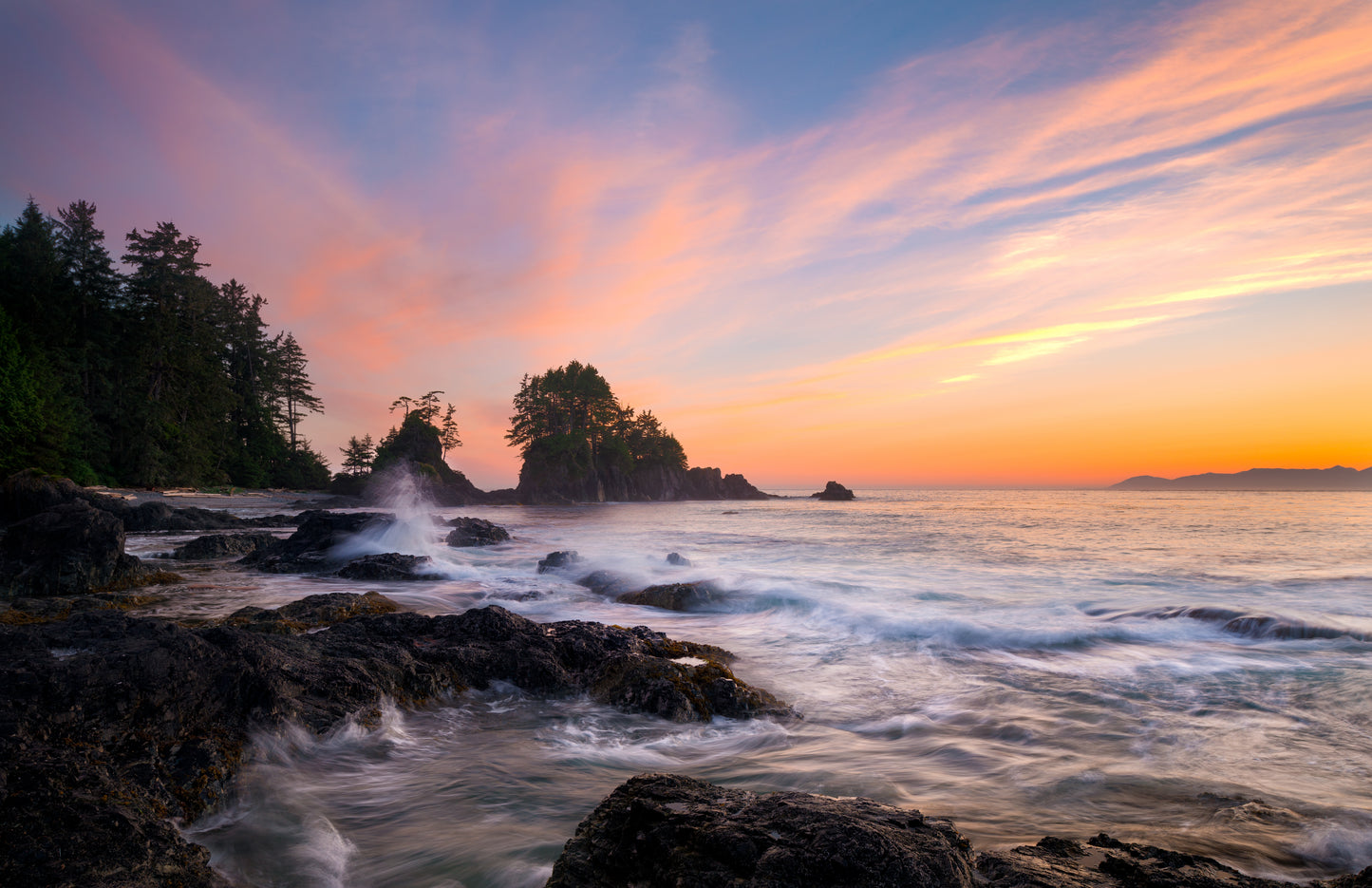 Sea Stacks, Waves and Sunset