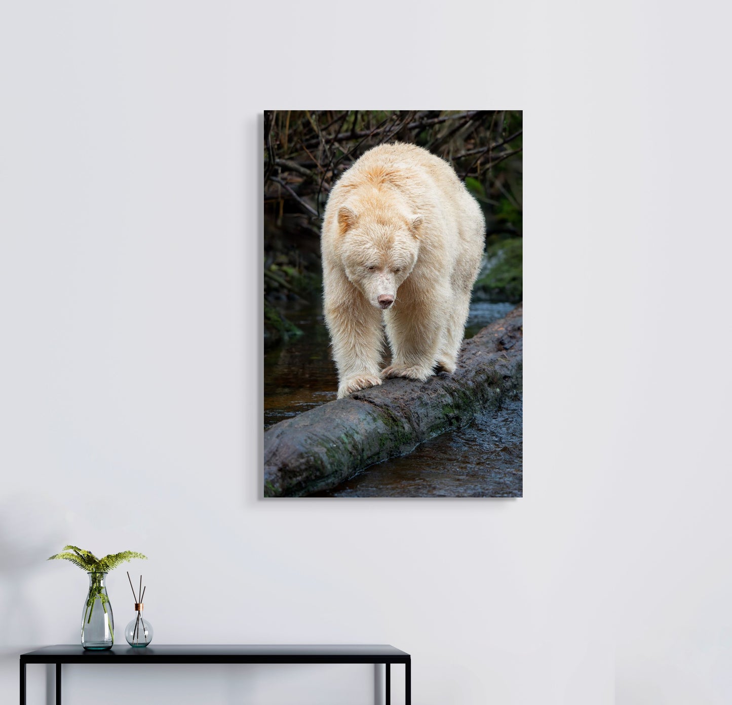 Spirit Bear Fishing Log Portrait