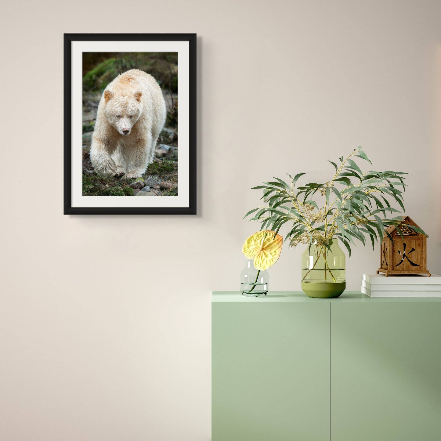 Spirit Bear Rocky Shoreline Portrait